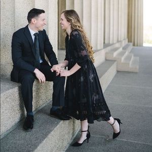 Rare Anthro Maeve Black Iniga Swing Lace Dress NWOT